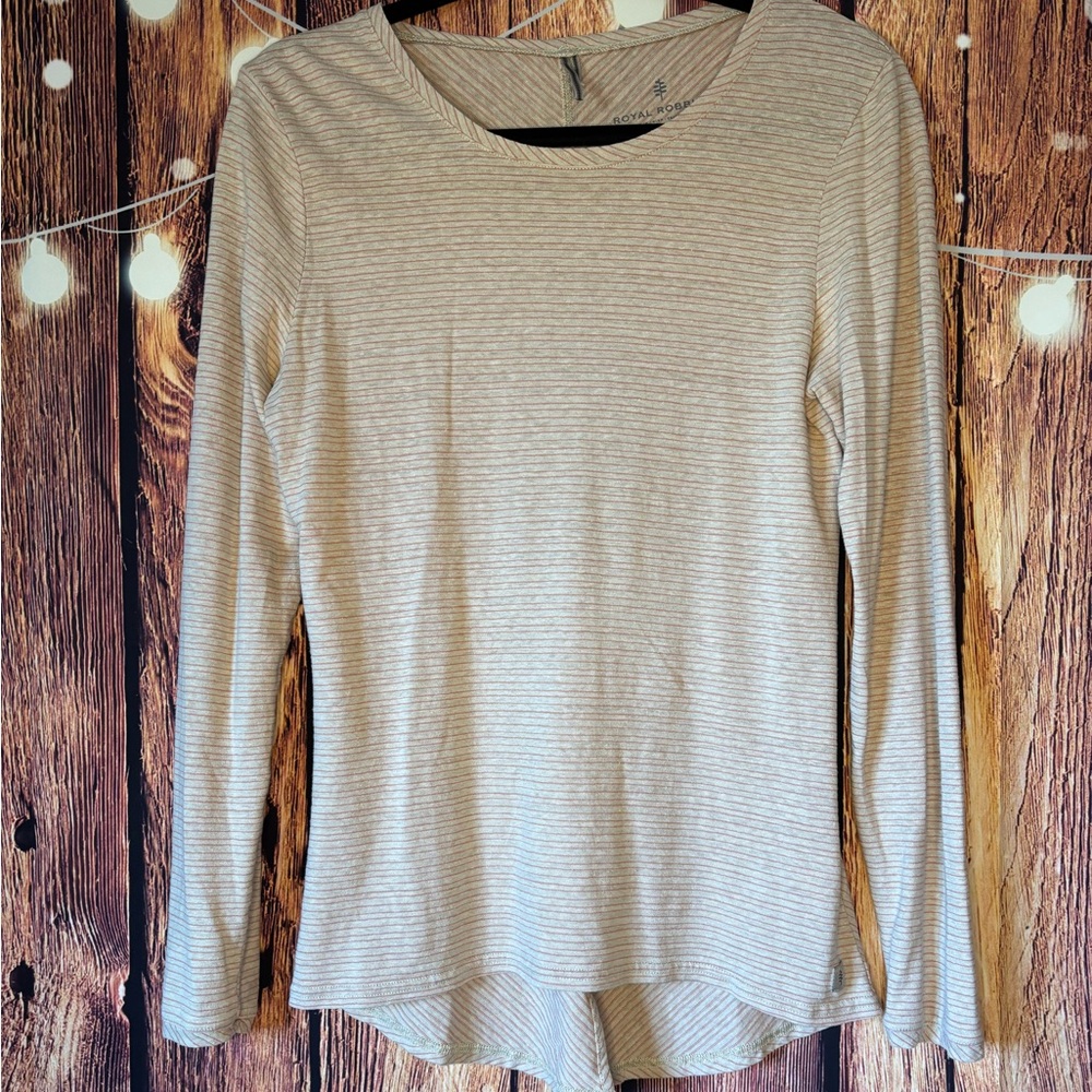 Royal Robbins Beige Striped Long Sleeve Top